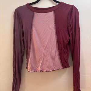 Wild Fable Burgundy and Pink Crop Top